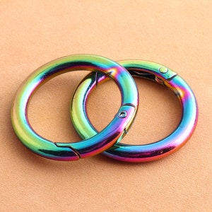 Rainbow Spring O Ring Metal O Rings Spring Ring Clasp Metal Purse Hardware Accessories Spring Push Gate Ring Clasp Push Hook Webbing Ring