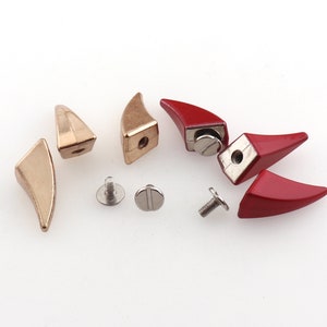 light gold screw rivet spike Screw Leather craft purse supplies accessories Red Spike Studs Back Rivets Spike vintage Screw back Studs
