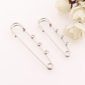 Silver Large Safety Pin Shawl Brooch Kilt Pins Metal Sweater Laundry Pin For Label Tag with three hoops(10pcs)