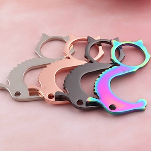 Door Opener, No Touch tool hands free door opener bottle opener No Touch Button Pusher Touchless Door Hook Opener personalised keychain