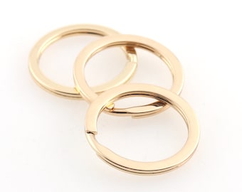 Light gold split key ring Key Ring large  Split Rings Keychain Key Rings Flat Keyrings Jump Rings Key Ring Findings DIY jewelry supplies