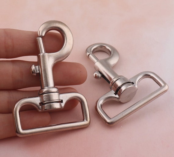 Silver Swivel Clasp Trigger Snap Hook Heavy Lobster Clasp Duty Purse  Hardware Webbing Clasp for Leather Dog Collar Key Ring Chain Connectors 