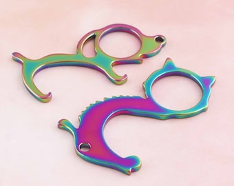 Door Opener, No Touch tool hands free door opener bottle opener No Touch Button Pusher Touchless Door Hook Opener personalised keychain