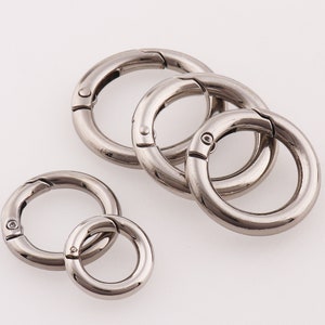 Silver spring o ring Spring Gate ring Round Spring Snap Hooks Round Buckle  Fashion Purse Making DIY Accessory Connector Replacement Clasp