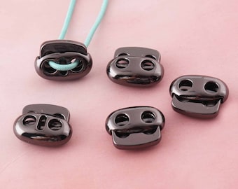 Cord Lock metal Stopper Cord End Toggle Clip Buckle BLACK cord stopper for dressing mask Shoelace Sportswear Accessories rope cord STOPPER