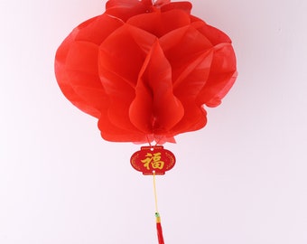 Linterna roja de 4 piezas, linterna china, linterna de papel, encanto de la linterna, decoración de la casa, linterna de año nuevo, tradición de la linterna