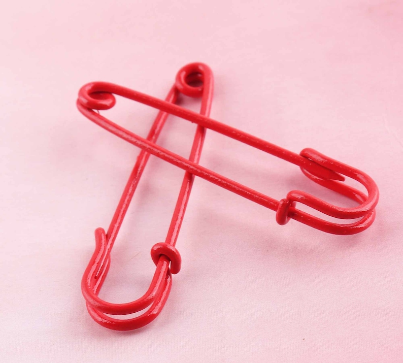 Red Safety Pins Brooch Pins Knitting Stitches Holder Safety Etsy