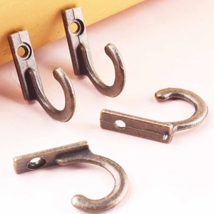 Small Wall Hooks Brass Tiny Hook Decorative Hooks Wall Hook Antique Bronze Black Retro Coat Hangers Rack Hooks