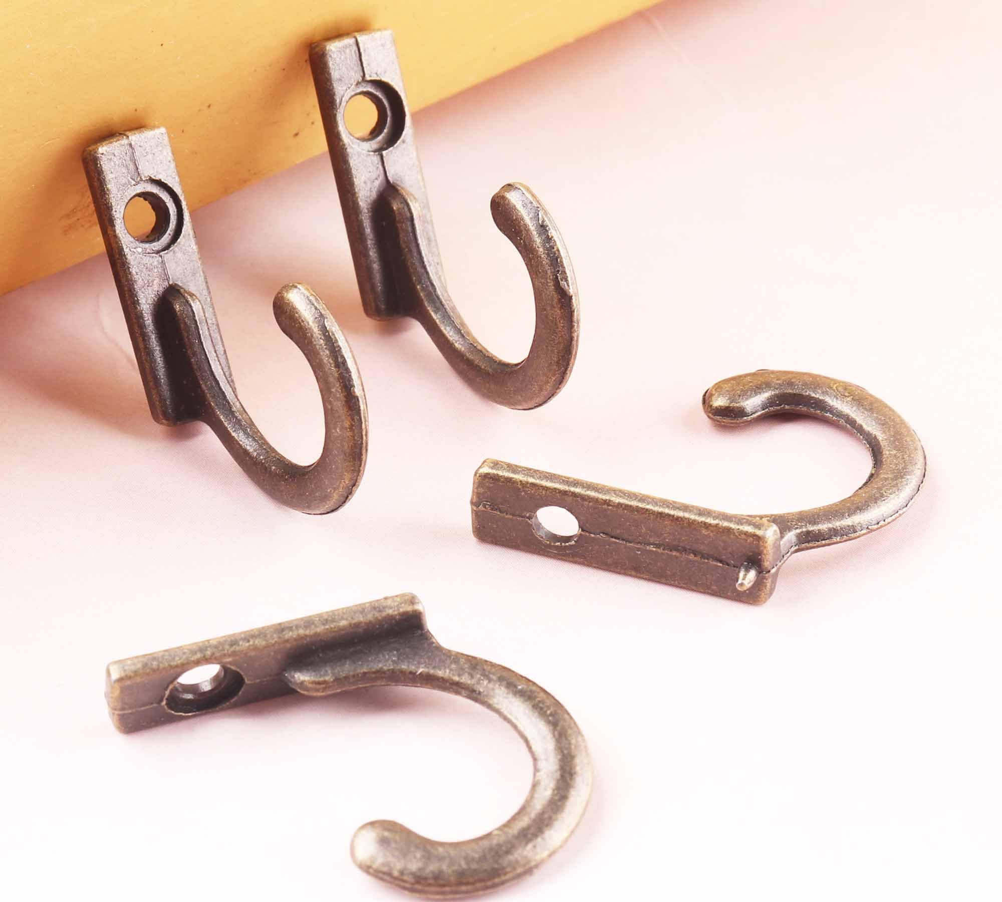 Small Wall Hooks Brass Hook Decorative Hooks Wall Hook Antique Bronze Black  Retro Coat Hangers Rack Hooks Lynns Hardware Versatile Hooks 