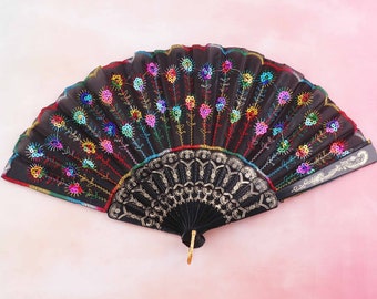 1pcs Handheld Folding Fan, Cultural Hand Fan,Japanese folding fan,colors hand fan,cosplay handheld fan Large Hand Fan
