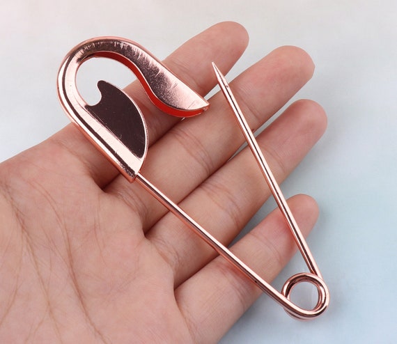 Rose Gold Safety Pin,round Head Safety Pins,safety Pin Brooch,large Safety  Pin,safety Pin Clipart,huge Sweater Pin 