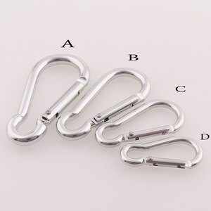 Silver Carabiner Clip with Loop Aluminum Carabiner Gated Spring Snap Key Chains Shaped Carabiner Key Ring Aluminum Carabiner Clasp Connector