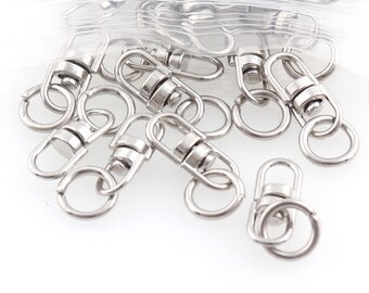 Silver Metal Double Connectors with Split Ring Swivel Connector for Necklace Alloy Double-sided Connector for Chain Bag Purse Accessories