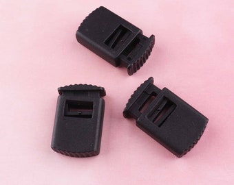 black Plastic Stopper Cord End Toggle Clip Buckle double hole Lock cord stopper for dressing mask Shoelace Sportswear Accessories rope cord