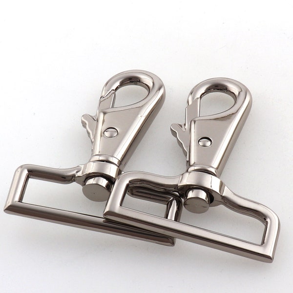 Heavy Duty Swivel Clasp Silver Trigger Snap Hook Push Gate Clip Purse Hardware for Bag Handbag 38mm Webbing Strap Clip Lobster Claw Clasp