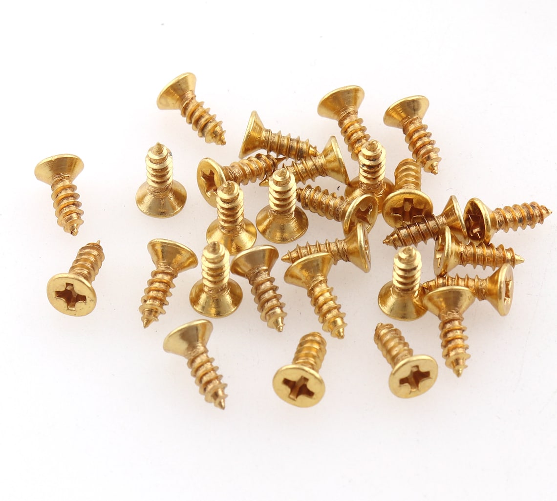 Gold Flat Head Screws Wood Screws Dry Wall Screws Miniature Etsy