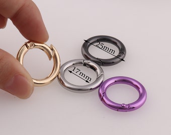 Light gold spring o ring purple spring open gate ring blackO-Rings Snap Clip  Spring Hook Hardware for Keyring Purse Making Webbing Findings