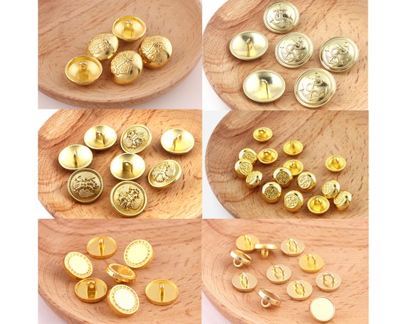 gold buttons for dress Eight Kinds of Choice Gold Metal Round Button Wing Button Coat Button for  Woman Suits Skirts Lady Girl Dress 20pcs