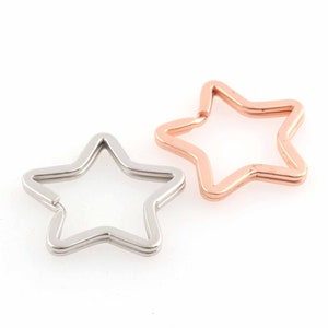 star shape jewelry making handmade supplies rose gold key accessories silver key ring, Locket Keychain, split keyring key ring chain