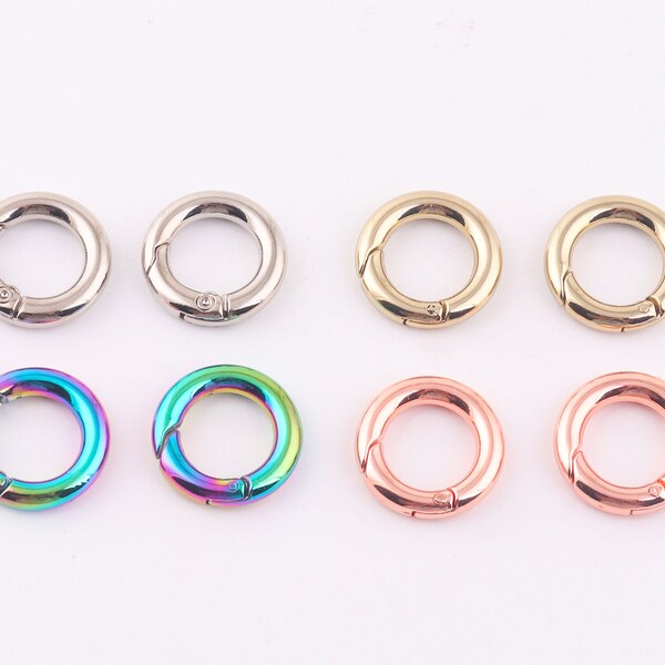 rianbow spring gate ring,3/8‘’(10MM)push gate ring Charm Holder Round Cirde Ring Push Snap Hook Purse Webbing Ring-10pcs