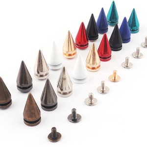 10 Full Sets Metal Screw Punk Spikes Studs back with Screws,Leather Craft Screw Punk Stud Rivets for Leather Crafts Clothes Making