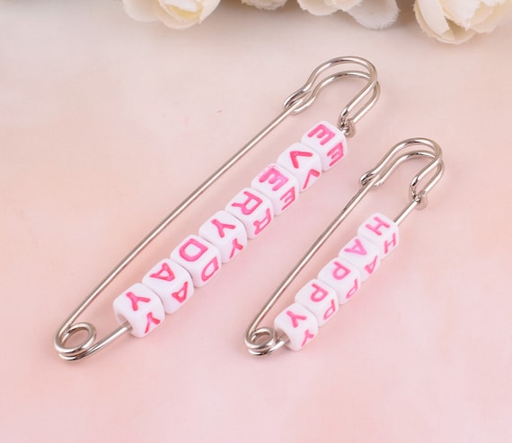 Safety Pin With Rose Red Beads huge Safety Pins shawl Pin Brooch