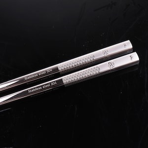Wave pattern chopsticks,stainless steel chopsticks,Chinese style chopsticks,Asian wedding gift chopsticks，Shatterproof chopsticks