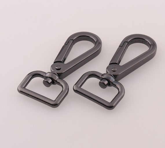 Strong Swivel Clasp Push Gate Hook Gun Black Trigger Snap Clips Metal  Lobster Claw Clasp Spring Hook Purse Hardware for Dog Collar Webbing 
