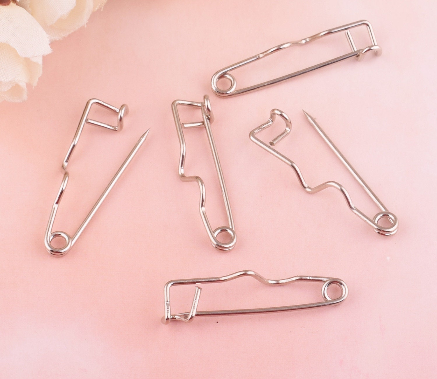 30pcs Small Pin Brooch Silvery Color 196mm Safety Pins Non Flat Pins  Colthing Making 