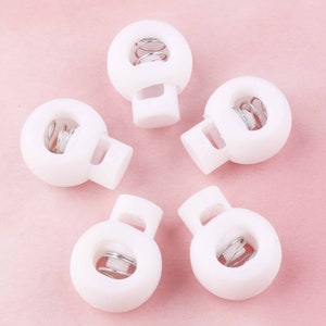 Cord Lock Plastic Stopper Cord End Toggle Clip Buckle Tappo cavo bianco per maschera dressing Shoelace Sportswear Accessoris borsa cavo cavo corda