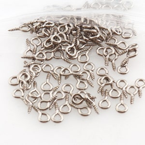 Mini Silver eye pin connectors eye bail screws drywall screws Wood Screws Miniature Hardware pocket hole screws Tiny Screws Craft Supply