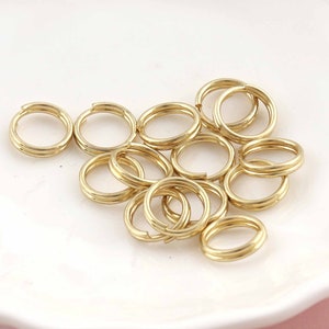 Split Ring 8mm,light gold Key Rings,200pcs Key Chain Supplies, Solid Keyring, Key Chain mini connectors for jewelry making finding jump ring