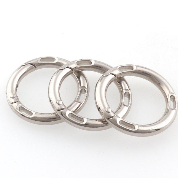 Silver Spring O Ring Mini O-Ring Hardware Replacement with Spring Gate Opening Purse Accessories Metal O Ring Spring Ring Clasp