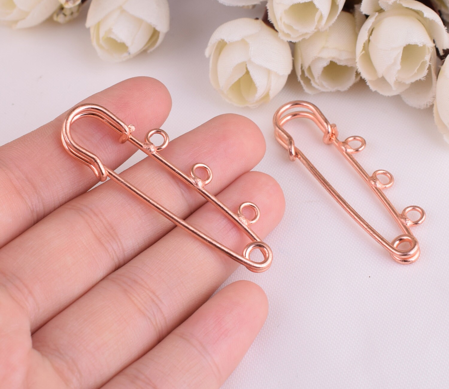 21mm-55mm Safety Pins MINI Rose Gold Safety Pins Jewelry Necklace Brooch  Gourd Shape Safety Pins Assorted 50 Pcs 