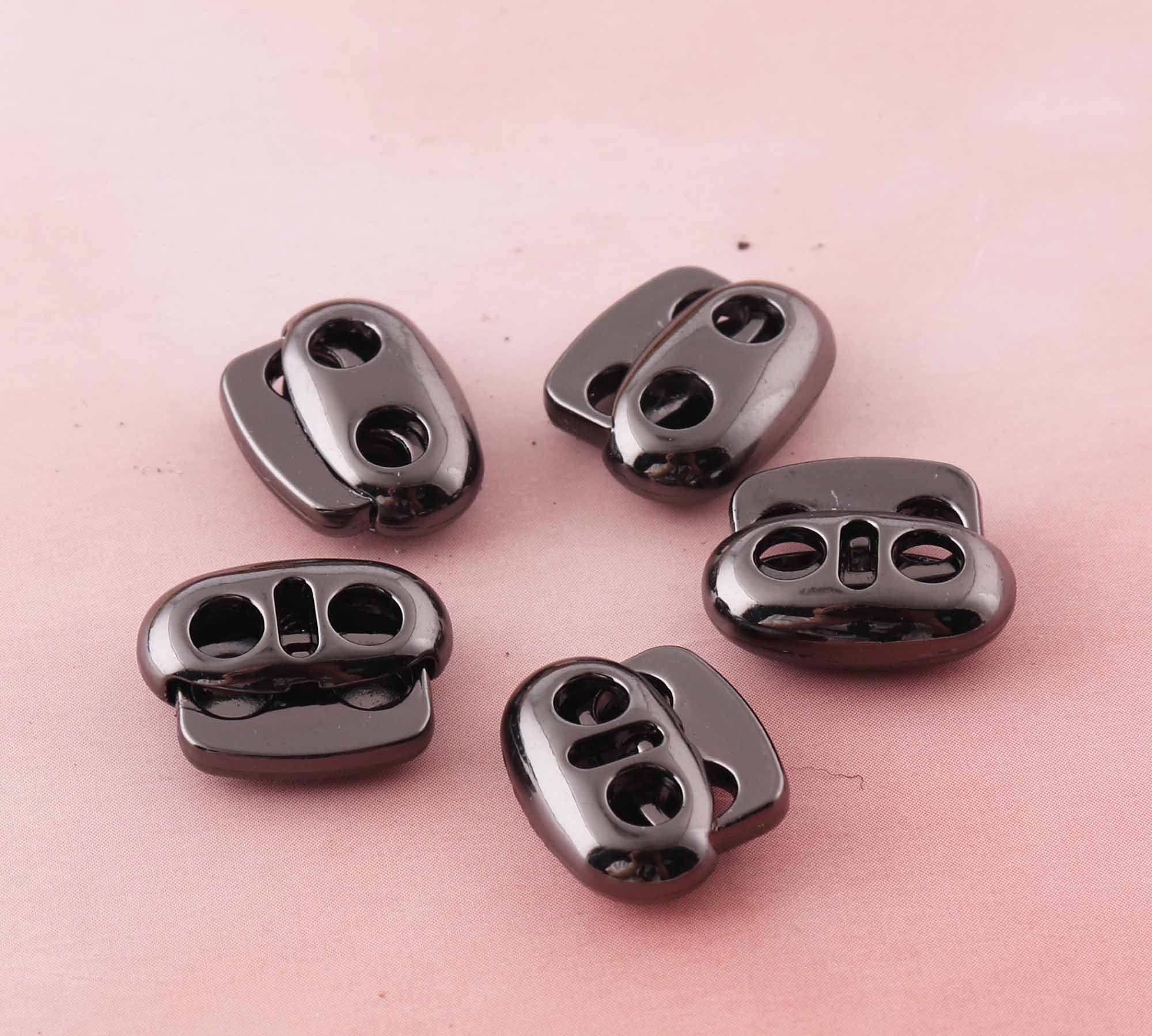 Metal Spring Cord Locks,cord Stopper Barrel Mask Toggle Cord Lock,gun Black  Spring Cord Lock,end Toggles,double Hole Round Toggle 1 