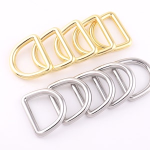 25mm metal gold D rings,10pcs sliver D loop d circles for clothing,1'' silver Tri-glide Buckle Bag Strap Bags Hardware