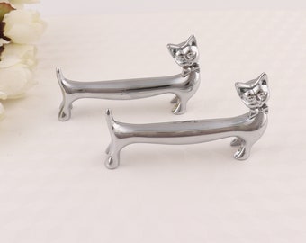 2pcs cat chopsticks rest,silver chopsticks rest,Animal Knife Rests,metal knife and fork holder,gift for him/her