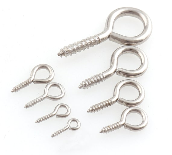 Silver Mini Eye Hooks, Screw Eye Bails Small Screw Eye Hook Screw Wholesale Screw  Eye Bails Eye Hook Pins in Different Size Jewelry Supply 