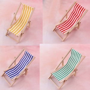1pcs  mini chair1:12 ScaleDollhouse Miniatures Beach Lounge Chair,Wooden Dollhouse Chairs,Miniature Chairs,Miniature Beach chair accessories