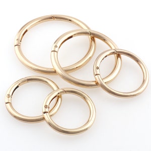 Light Gold Sprig O Ring Spring O-Rings Clasp Metal O Rings Spring Ring Clasp Push Gate O Rings Push Snap Hooks Push Snap Hooks Keychain