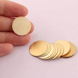 3/4 Inch Circle Shape,24ga thick 0.6mm Solid Brass, hand stamping blanks, yellow brass Disc