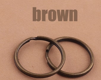 100pcs 25mm Round Split Rings - bague fendue de 1inch pour porte-clés et porte-clés brun