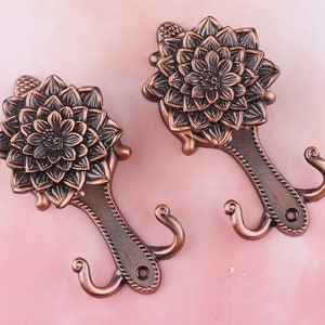 Antique Copper Lotus Wall Hook Shabby Chic Tieback Curtain Hook Vintage Hook Coat Hat Hook Hallway Hook Decorative Hook Bath Towel Hook