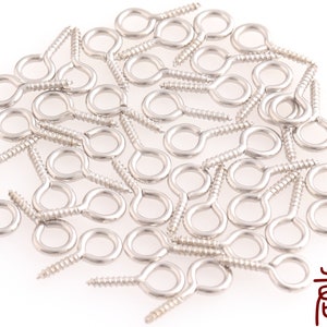 Silver eye pin connectors eye hook 15*4mm screw tiny eye screw Earring Connectors Beading Head Pins 100pcs