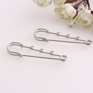 Personalised Silver Safety Pin with Toop  Tag Label Pins for Clothing Brooch Pin Safety Pin Movement for Necklace Charm(10pcs) 2&quot;1/2 Inch