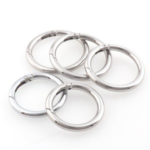 Spring O Ring Silver Metal O Ring Spring Ring Clasp Push Gate Snap Hooks Round Buckle Spring Snap Hook Gate Ring Connector Replacement Clasp