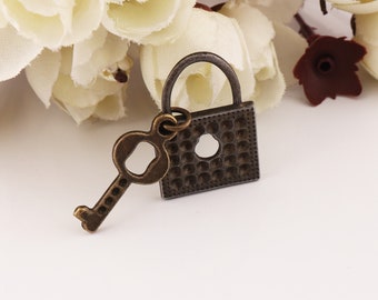 lock charm,Bump lock with key charm,Gun black charm,zipper pulls
