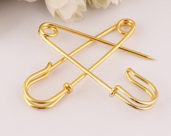 28 pcs 64-18mm pin de sécurité d'or lumineux, broche de broche de broche, broches de sûreté en vrac, broche de sûreté de broche, broches d'étiquette