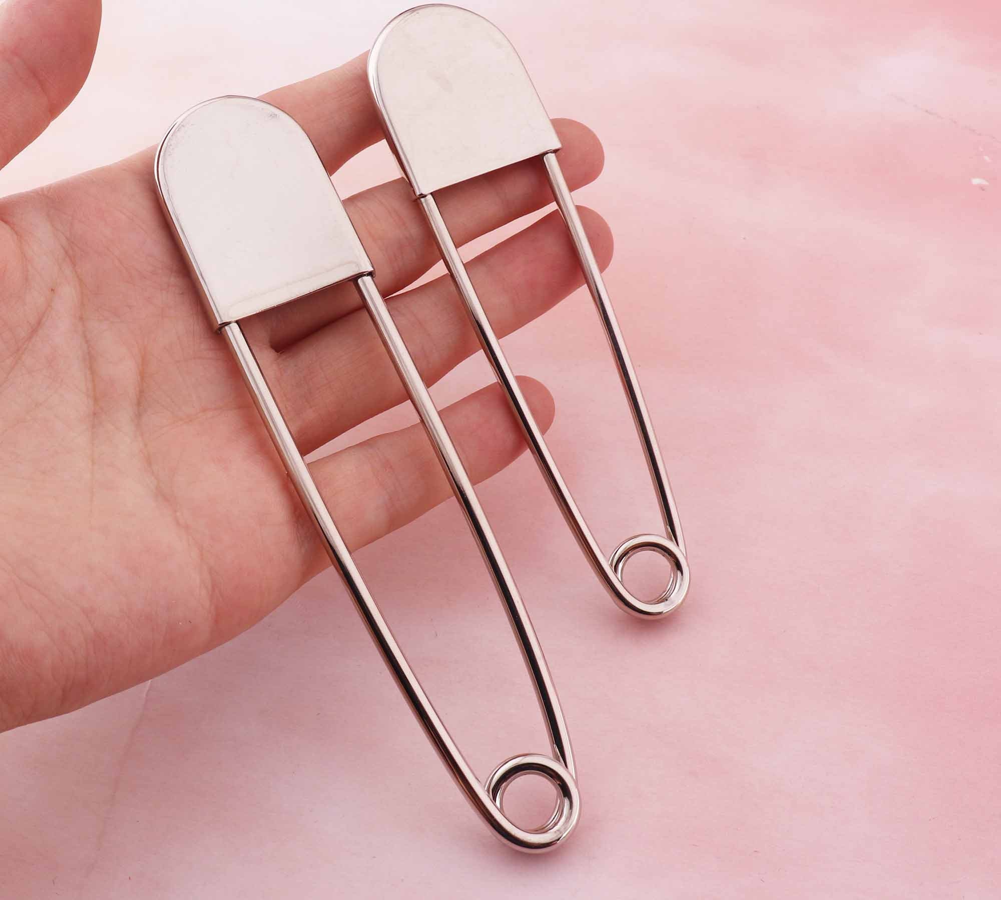 Heavy duty big safety pin,huge safety pin,silver safety pin,brooch  pin,sweater pin,metal safety pins,round head