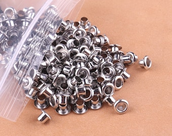 Eyelets Grommets 3mm silver Mini Brass Grommets Eyelets tiny Metal eyelets For Bead Cores Clothes Leather craft working,Clothing Accessories